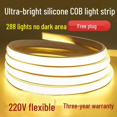 10cm Waterproof COB LED Soft Light Strip: Indoor Silicone Trough, High Brightness & Color Rendering, 220V Living Room Lighting
