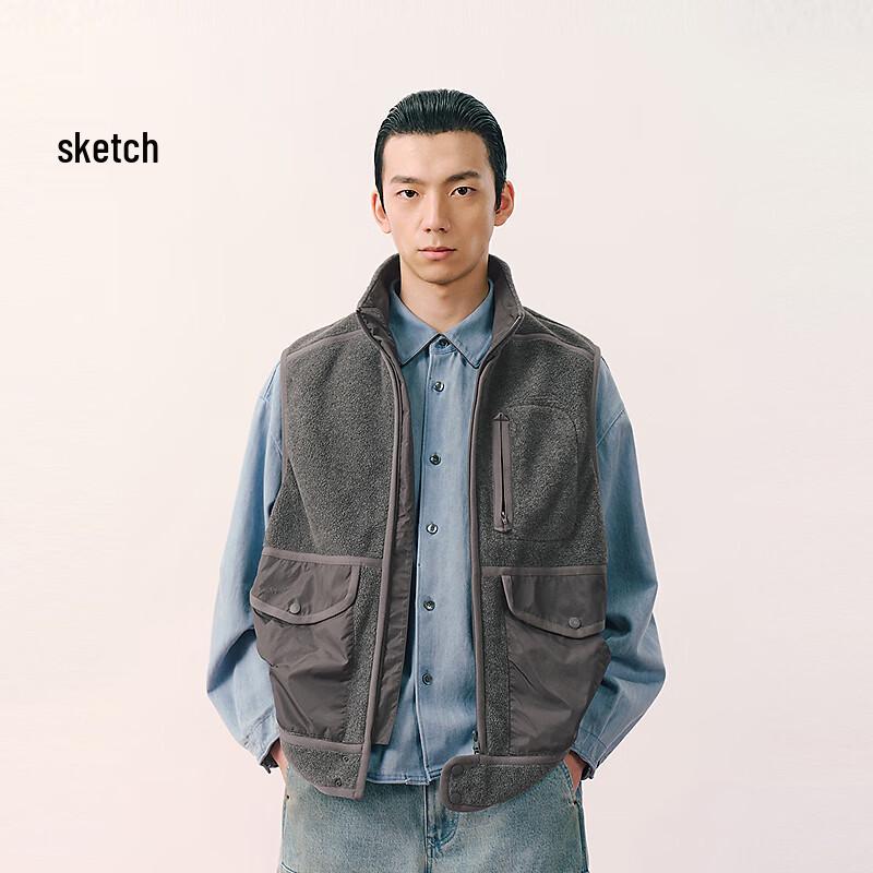 CROQUIS Men s 2026 Spring Loose Stand Collar Zipper Vest M
