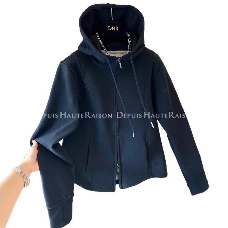 De Rong Solid Color Zip Up Hoodie Men Women Fall Winter Loose Fit Plus Size 240lbs Outerwear