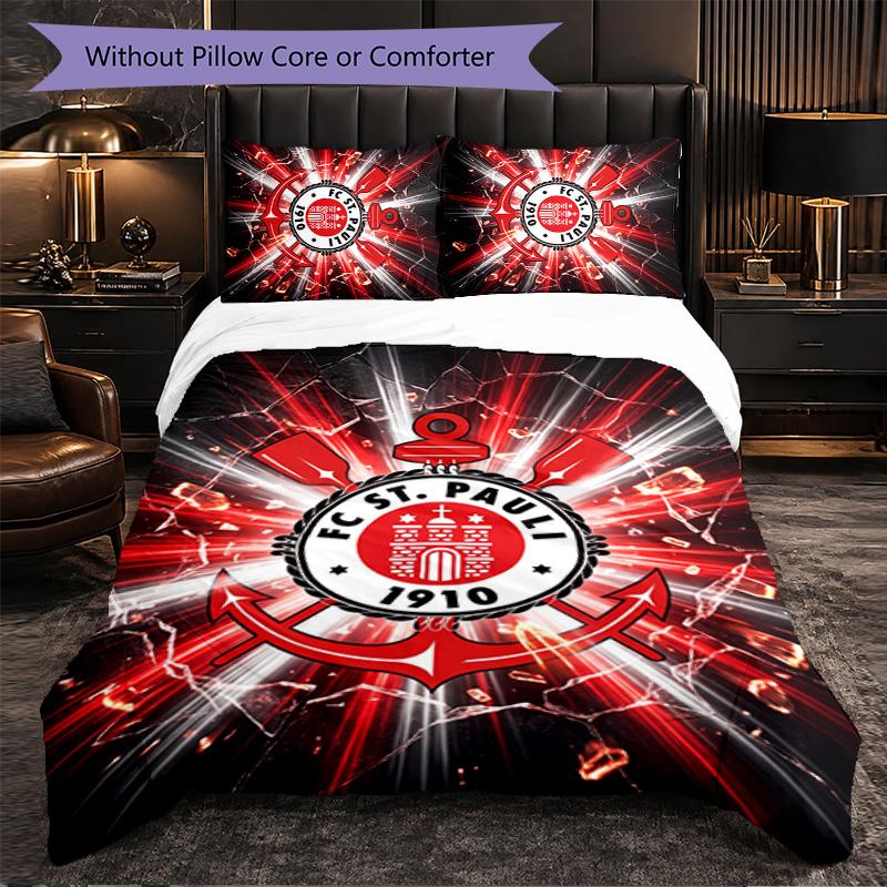 FC St. Set Biancheria da Letto Pauli Football 3 Pezzi Morbido Copripiumino con Federe Set Decorazione Camera da Letto per la Casa