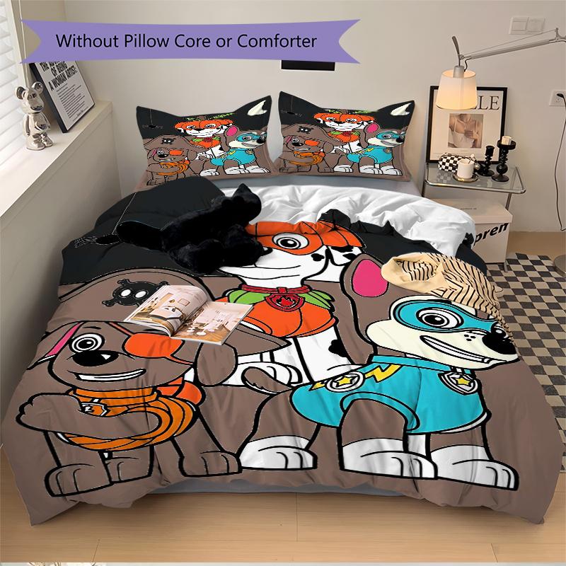 3Pcs Pumpkin Moon Pirate Puppy Adventure Bedding Set Quilt Cover Pillowcase Home Christmas Halloween Gift 1 Duvet Cover 2 Pillowcase S1361