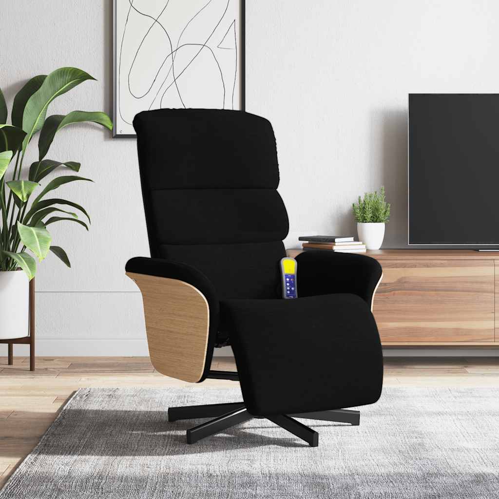Massage Chair with Footrest Black Fabric