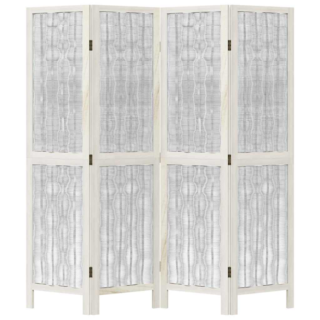 4 Piece Room Divider White Solid Paulownia Wood