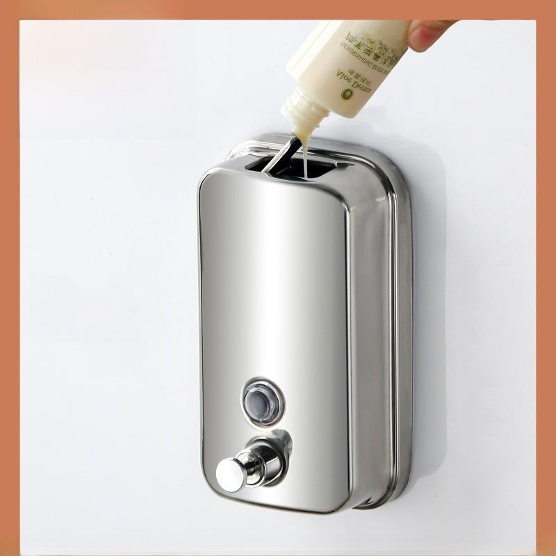 Modern Stainless Steel Soap Dispenser Wall Mount With Hand Press For Kitchen And Bathroom Use