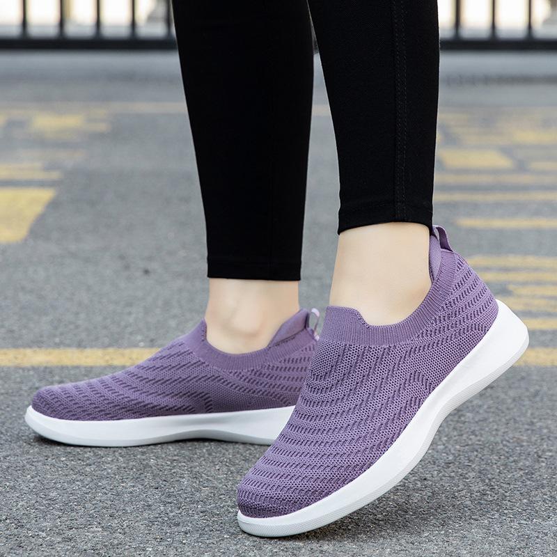 Shoes Spring new breathable fly-woven couple casual shoes soft sole light one-pedal walking shoes