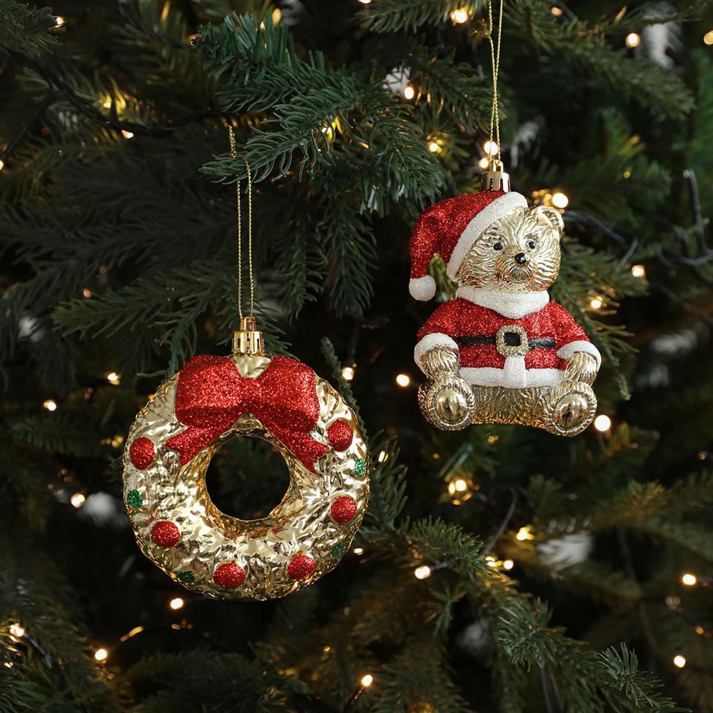 Christmas Tree Decoration Shimmering ABS Tree Hanging Ornament for Door Mantels Wreath Winter Holiday Party Decoration