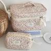 Fashion Corduroy Aesthetic Cosmetic Organizer Large Capacity Zipper Skincare Clutch Floral Makeup Pouch Cosmetics