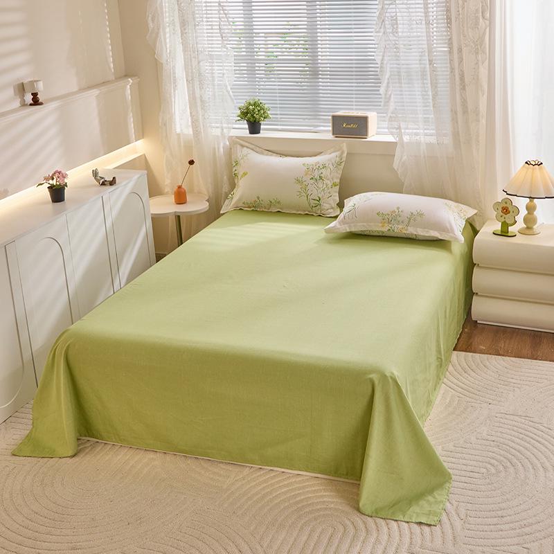 Simple Cotton Bed Sheet for Double Bed - Suitable for Summer & Student Dormitory, 40 Count, All Seasons Sheet 160*230cm