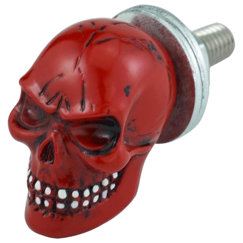 Abfer Skull License Plate Fasteners Car License Plate Frame Bolts 4Pcs Anti Theft Screws Bolt Kit Fit for Most Vehicle Trucks Motorcycles (Red)