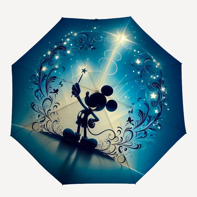 Mickey Mouse Themed Automatic Opening and Closing Folding Umbrella, Reinforced 8 Ribs, Compact Travel Design, Fashionable Folding Umbrella,