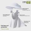Women Hat with Face Guard Shawl Sun-Proof Breathable Solid Color Design Sun Hat Elastic Large Head Circumference Empty Top Hat