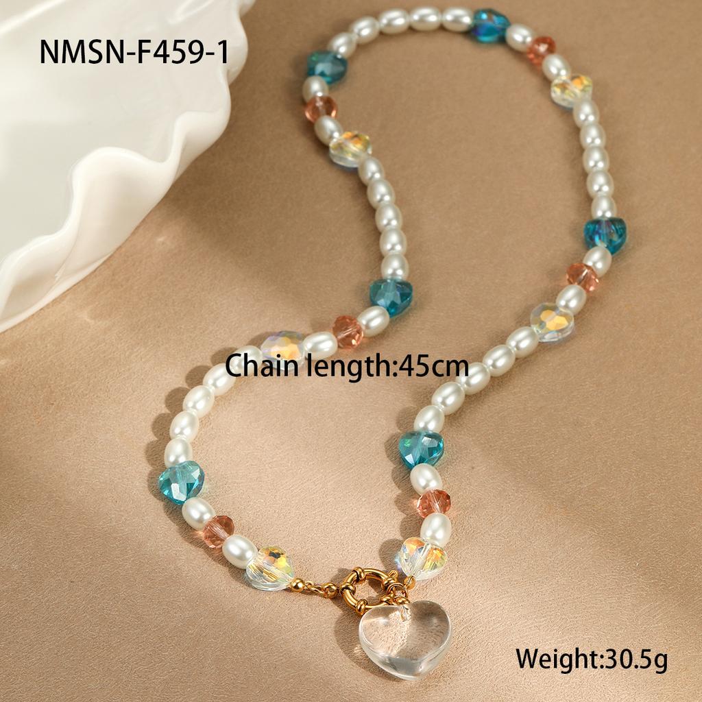 GEMCHIC Women's Baroque Pearl Stainless Steel Necklace Fashion Geometric Design