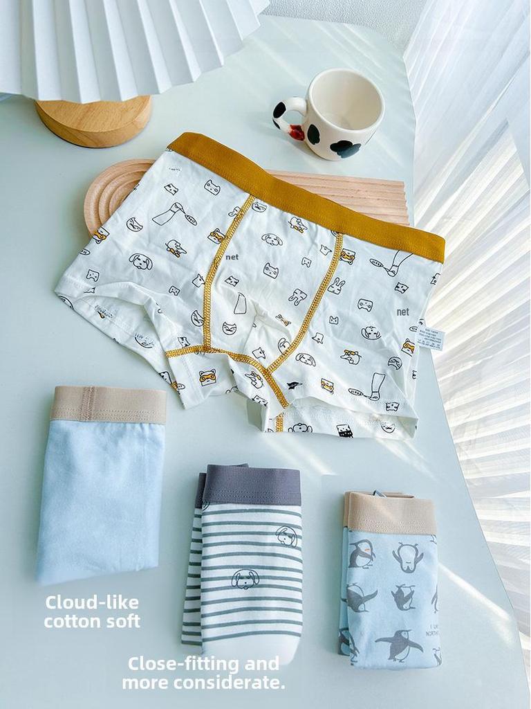 Children's Summer Cotton Boxer Briefs (Class A) for Boys Aged 9-12 - No Pinch Design.