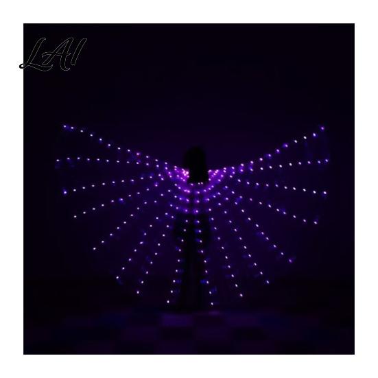 LED Belly Dance Wings Light Up for Adults Kids Glowing Halloween Costume Performance Props Colorful with Lights Luminous Foldable Stage Shows