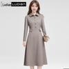 LUDian Women's Elegant Blazer Collar A-Line Dress