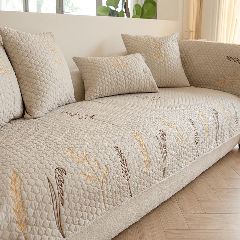 Solid Color Cotton Sofa Cushion, All-season Universal Fabric, Non-slip Backrest Towel, Cotton Cushion Cover, Cover Cloth