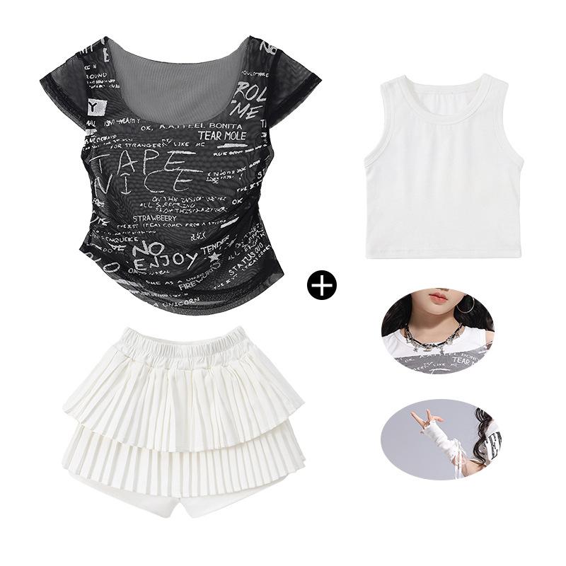 Children's Jazz Dance Costume Girls Sweet Cool Children's Catwalk JAZZ Women's Troupe Vest Girls Street Dance Costume Summer