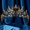 Vintage Style Queen Crown Black Color Baroque Crown Dark Star Headpiece  for Women