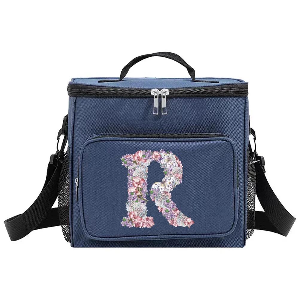 Lunch Bag Thermal Handbag Cooler Organizer Case Waterproof Outdoor Travel Shoulder LunchBox for Men and Women Rose Flower Print