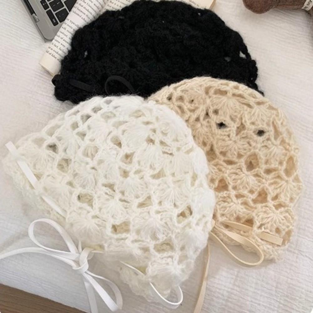 Strapped Knit Beanies Bow Weave Cap Fashion Ethnic Style Hat Girls