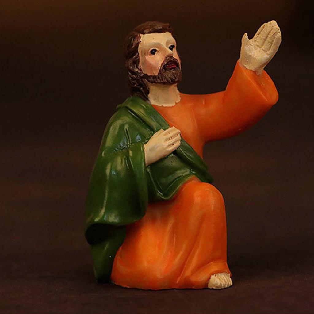 Resins LED Light Resurrection Scene Miniatures Figurines Set Detailed Figures for Easters Tabletop Decoration Ornaments