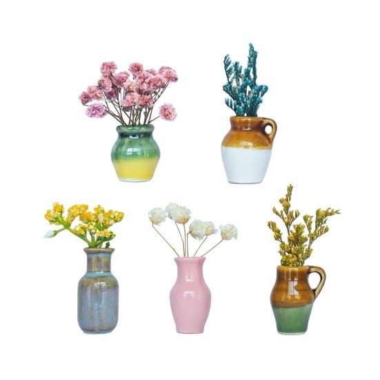 5/7/8Pcs Mini Ceramic Vase Refrigerator Magnet Home Office Kitchen Locker Fridge 3D Miniature Flower Vase Pot Magnetic Decoration Ornament