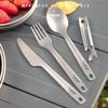 Ti Artisan Titanium Fork Spoon Bottle Opener, 4-Piece Utility Cutlery Set for Camping, Travel, and Everyday Use