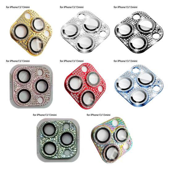 Phone Lens Film Non-slip Full Coverage Hard Compact Sparkling Rhinestone Glass Protective Cover