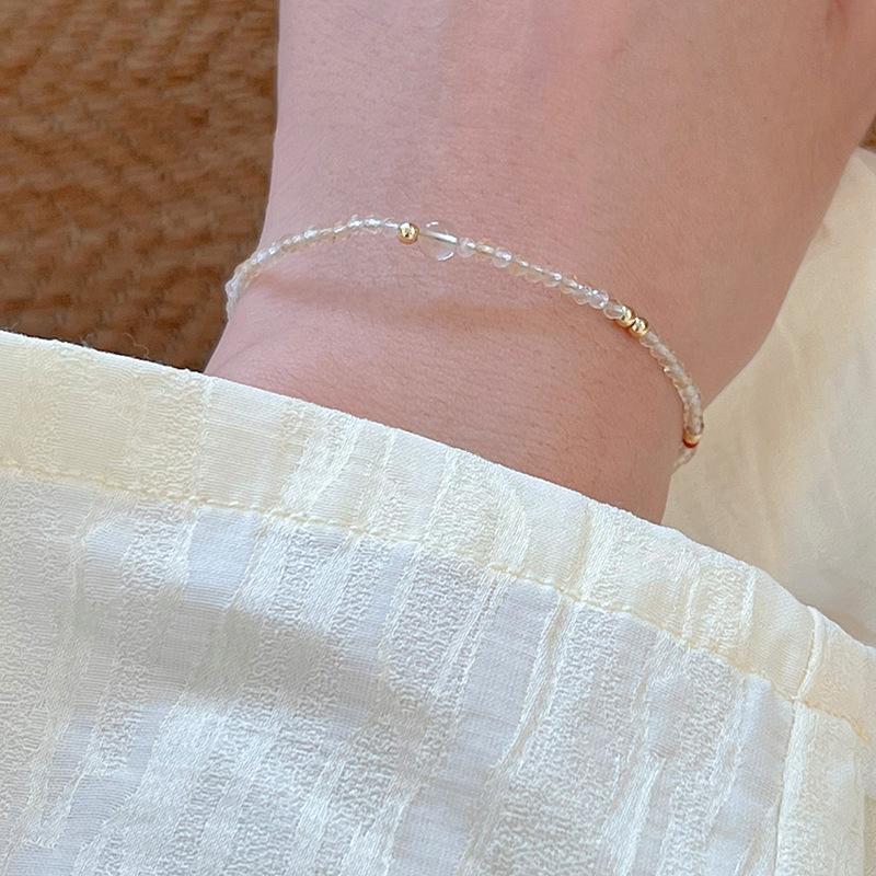 Natural Nanhong citrine beaded bracelet women's Korean version small fresh simple versatile bracelet light luxury high-end jewelry