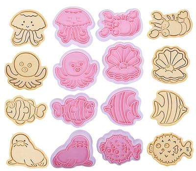Animal Cookie Cutters with Stamp Sea Animals Sea Fish Molds 8pcs