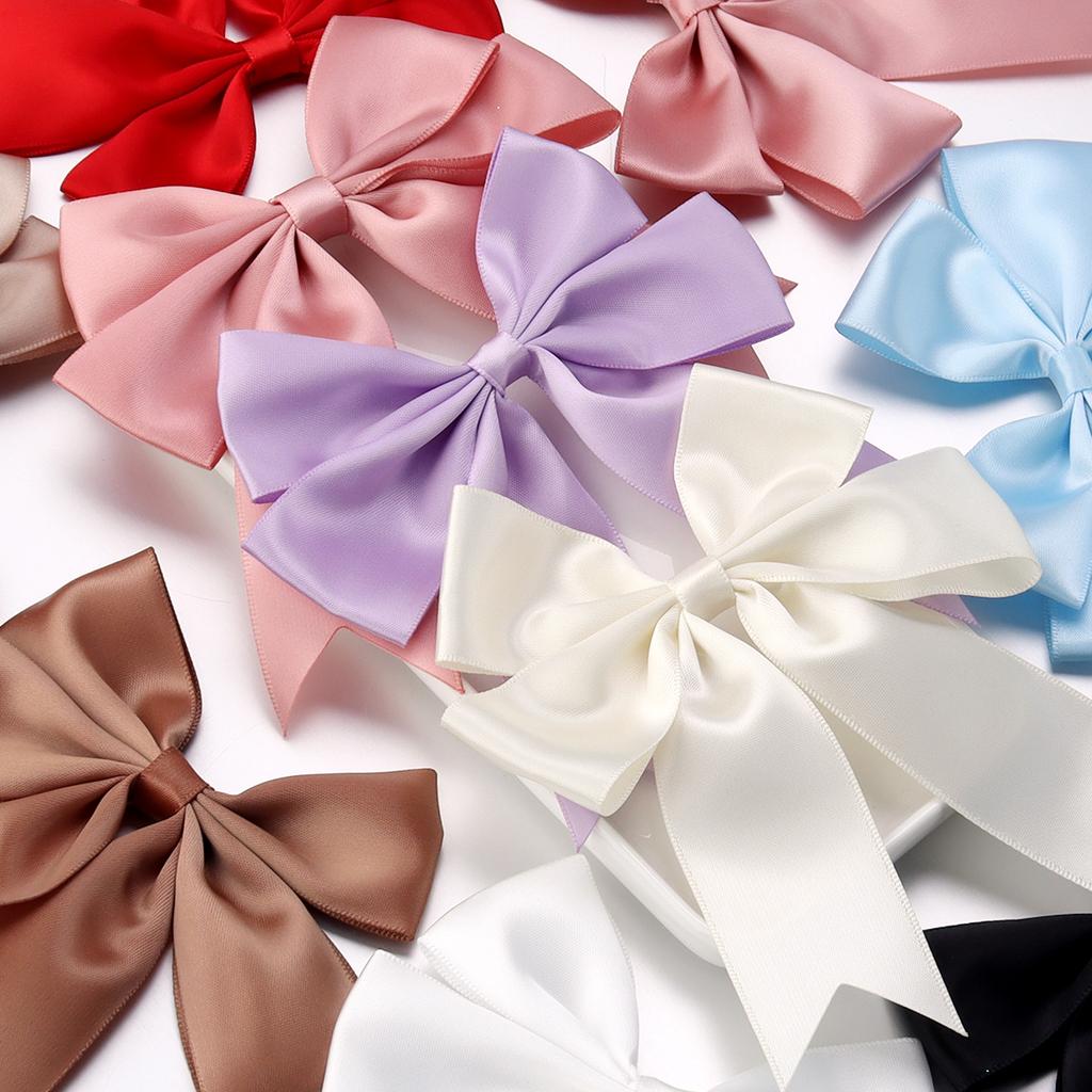 4pcs 12x13cm Large Size Satin Ribbon Bows Mutilcolor Ribbon Bow Flower DIY Decoration Headwear Hairclips Accessories
