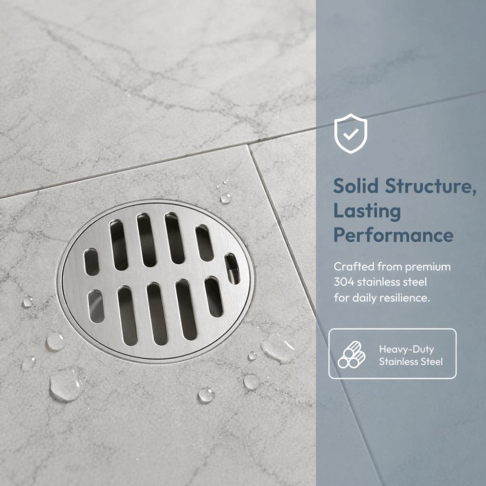 Round Shape Drain Strainer 304 Stainless Steel Grate Cover Durable Drain Cover Kitchen 75 Flat Mouth