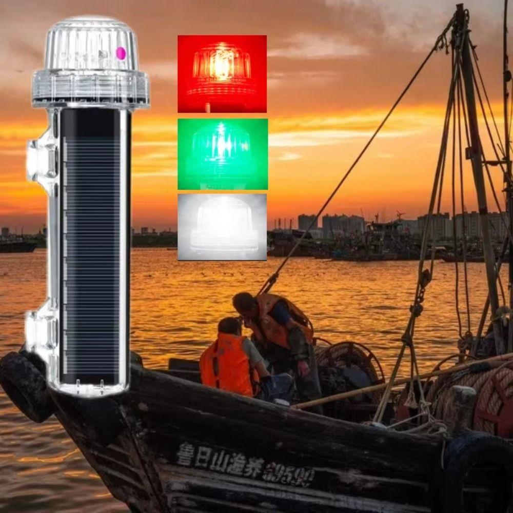 Tricolor Light Solar Ocean Signal Light Waterproof Navigation Signal Light  Yacht Accessories