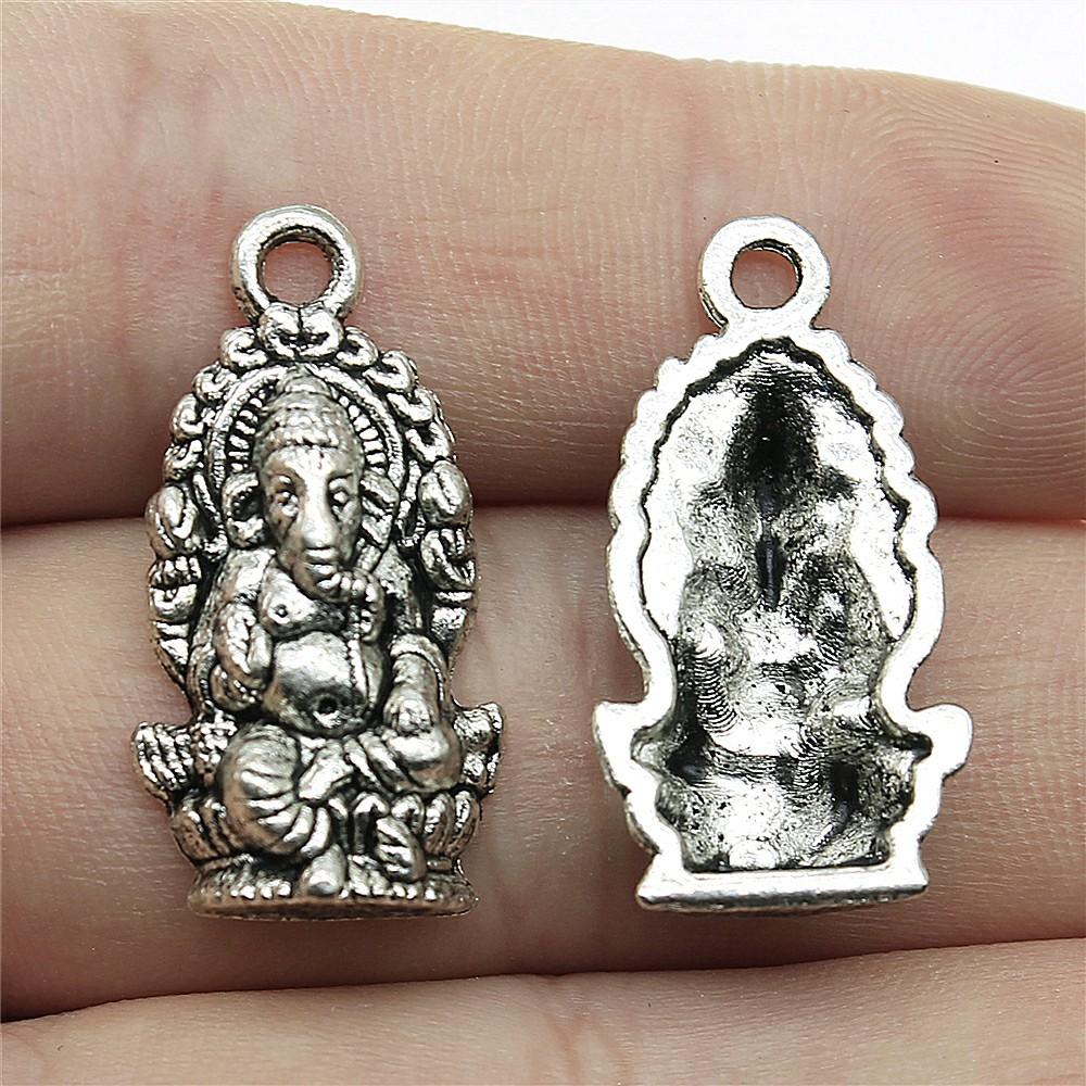 10pcs Elephant Charms For Jewelry Making Tibetan Bronze Silver Color Pendants Antique Jewelry Making DIY Handmade Craft