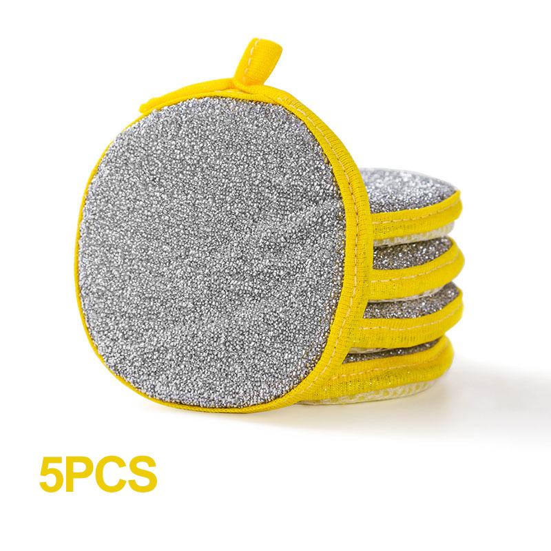 

5шт губка для мытья посуды многоразовые моющиеся губки двухсторонняя волшебная губка для мытья посуды полезные вещи для кухни чистые инструменты жёлтый
