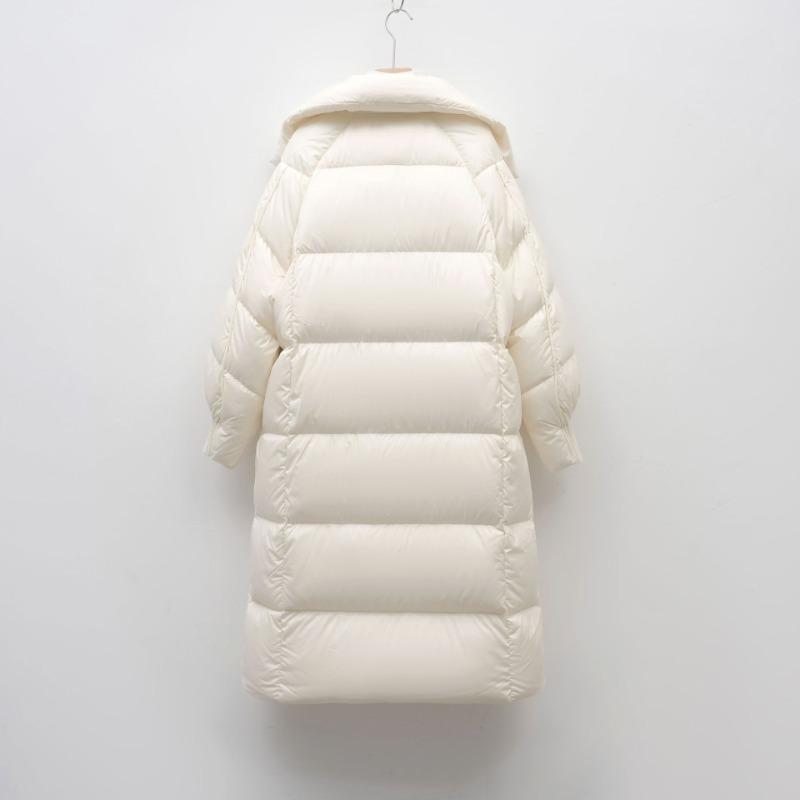 Pinghu 90 down white duck down long down jacket women's winter new simple fashion thickened loose knee coat tide