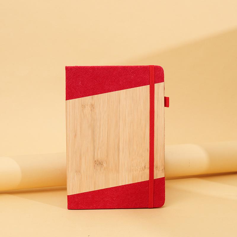 Bamboo Wood Notebook - Custom Logo Business & Student Diary красный