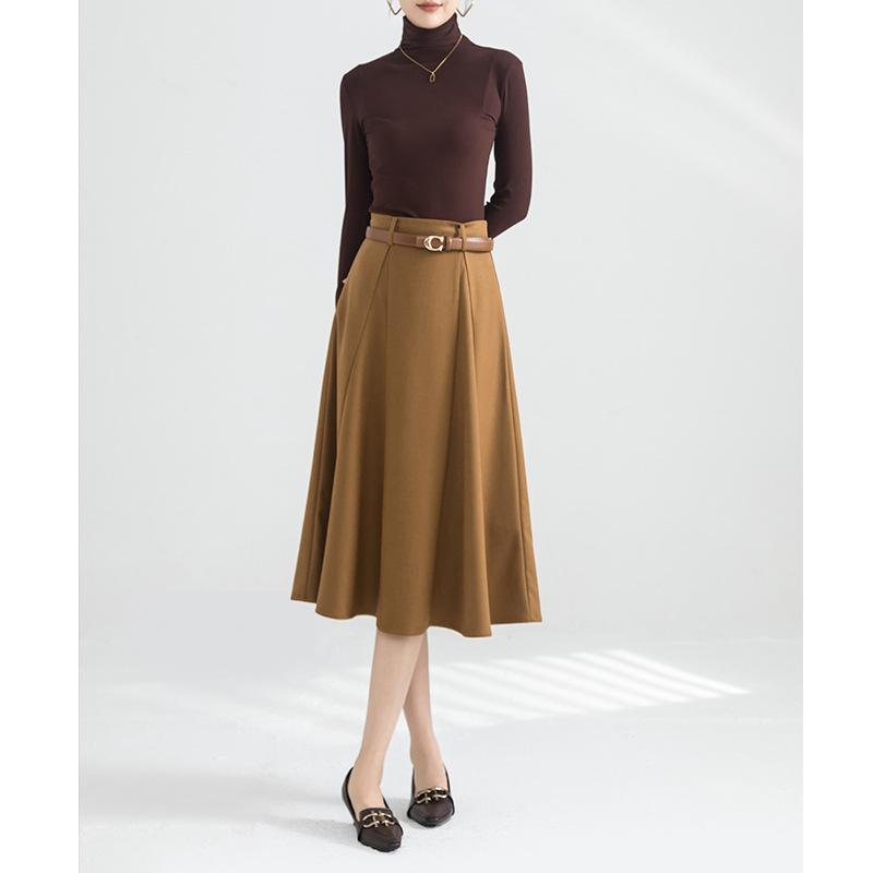 High Waist Skirt A-word Skirt Woman, Autumn New Thin Temperament Commuting Medium and Long