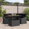 VidaXL 5-Piece Garden Dining Set with Cushions Black Poly Rattan Acacia 3349834