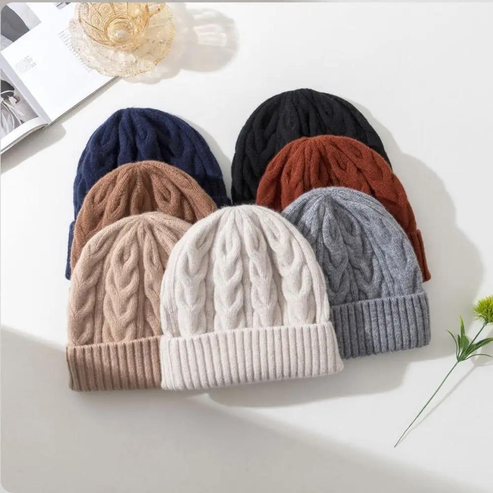 New Thickened Knitted Cap Solid Color Elasticity Beanie Soft Slouchy Bonnet Women Men