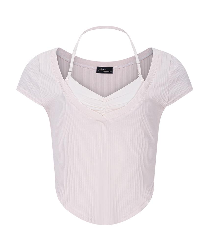 Peullijeunopallou Zeline Layered Short Sleeve Top (Baby Pink)