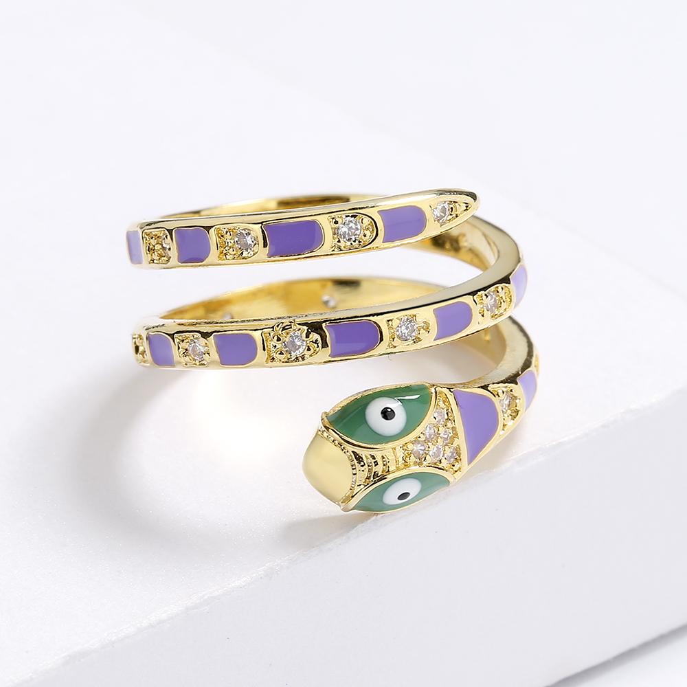Unique Creative Female Ring Serpentine Wrap Around Party Jewelry Punk Style Animal Ring Colorful Handmade Enamel Jewelry Cocktail Party Jewelry