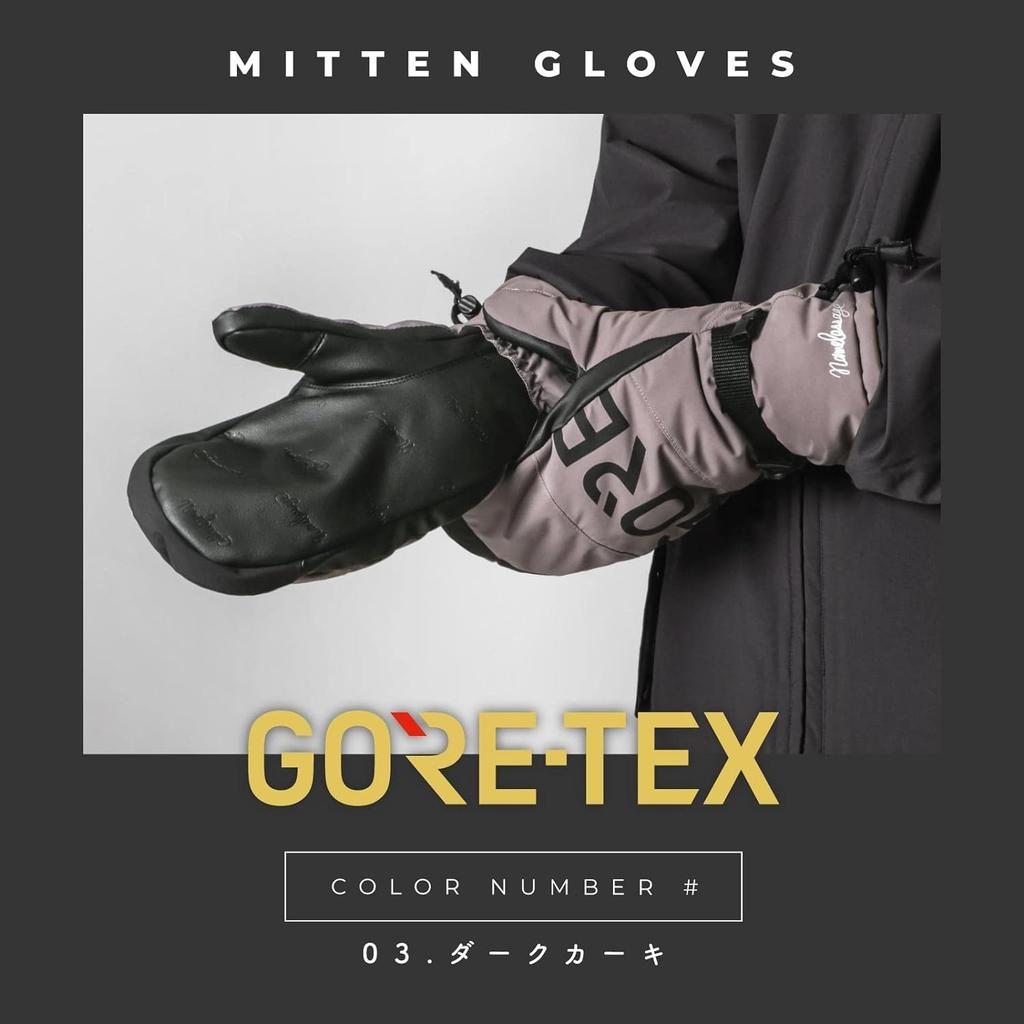 Namelessage Snowboard Gloves for Men and Long Mittens with Inner Size 6 Colors Snow GORE-TEX Women, Gloves, AGE-33M, Black, L, Available, Gloves,