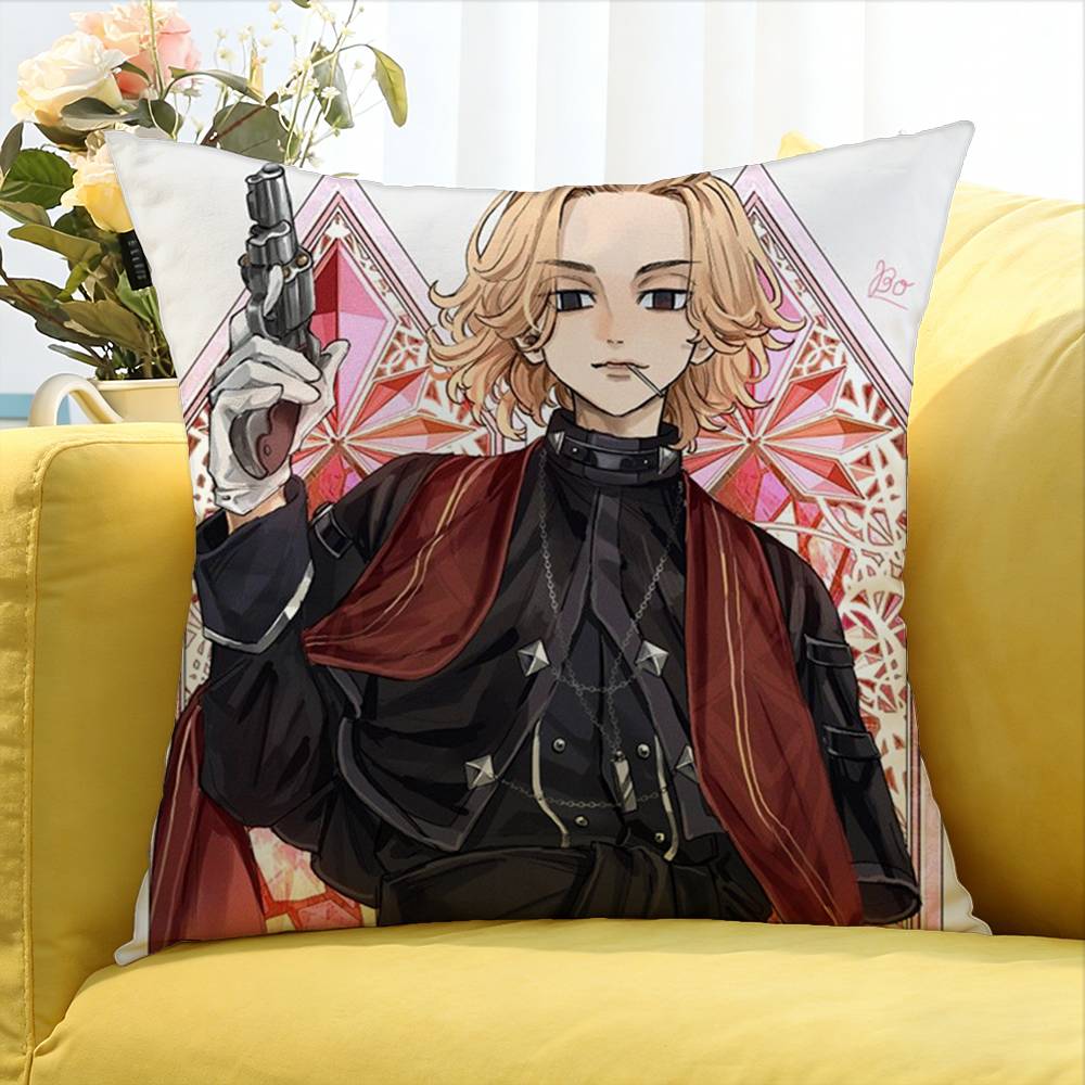 T-Tokyo r-Revengers Mikey World Various Sizes Square Pillow Case For Car Home Bedchamber Decor