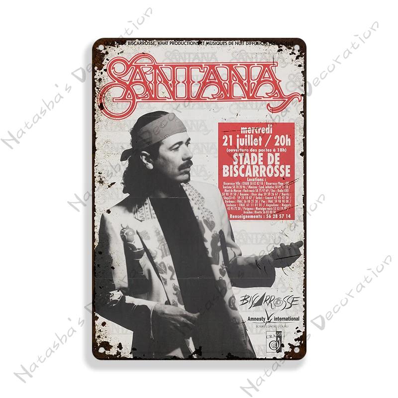 Santana Poster Dekorative Platte Rockmusik Metallposter Garage Club Metall Blechschild Metallplakette Wandplatte Man Cave Wanddeko