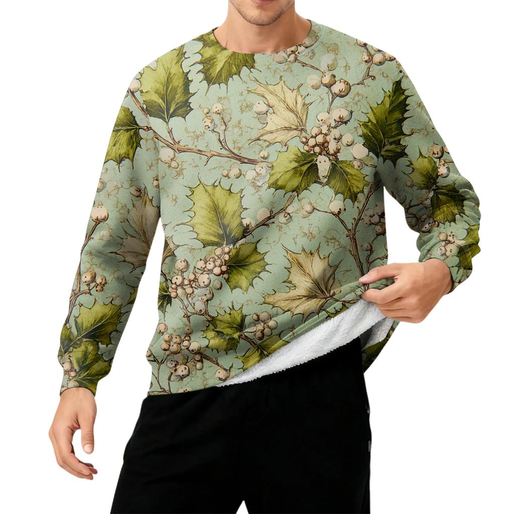 Men's Round Neck Fleece-Lined Thick Warm Sweatshirt