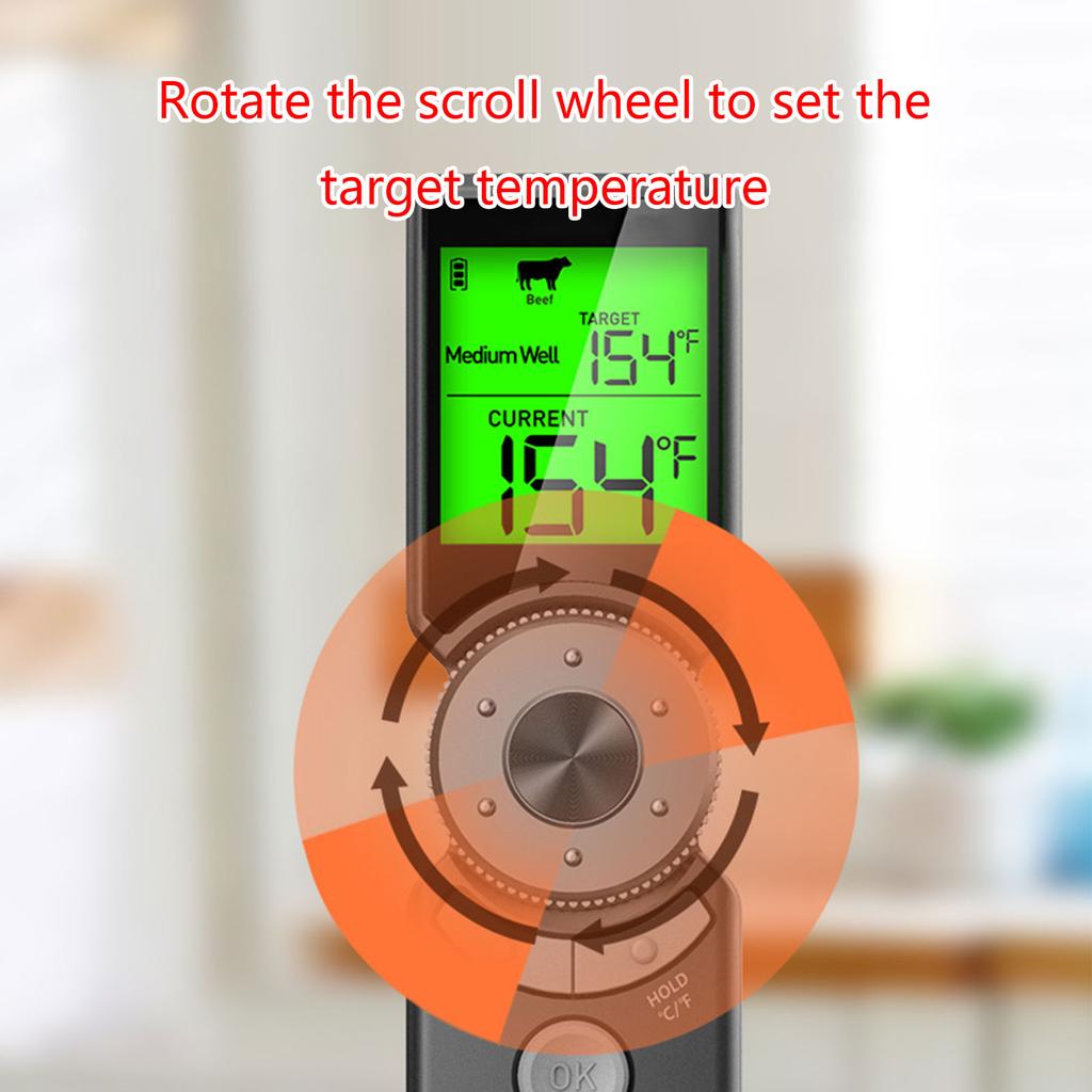 Meat Thermometer with Stainless Probe Waterproof Food Thermometer for Cooking Baking Liquid Candy Grilling BBQ Air Fryer