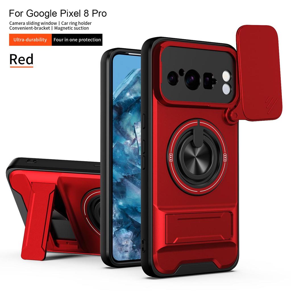 Schiebkameraabdeckung Kompatibel für Google Pixel 8 Pro Hülle Mit integriertem Ringständer und Klappständer