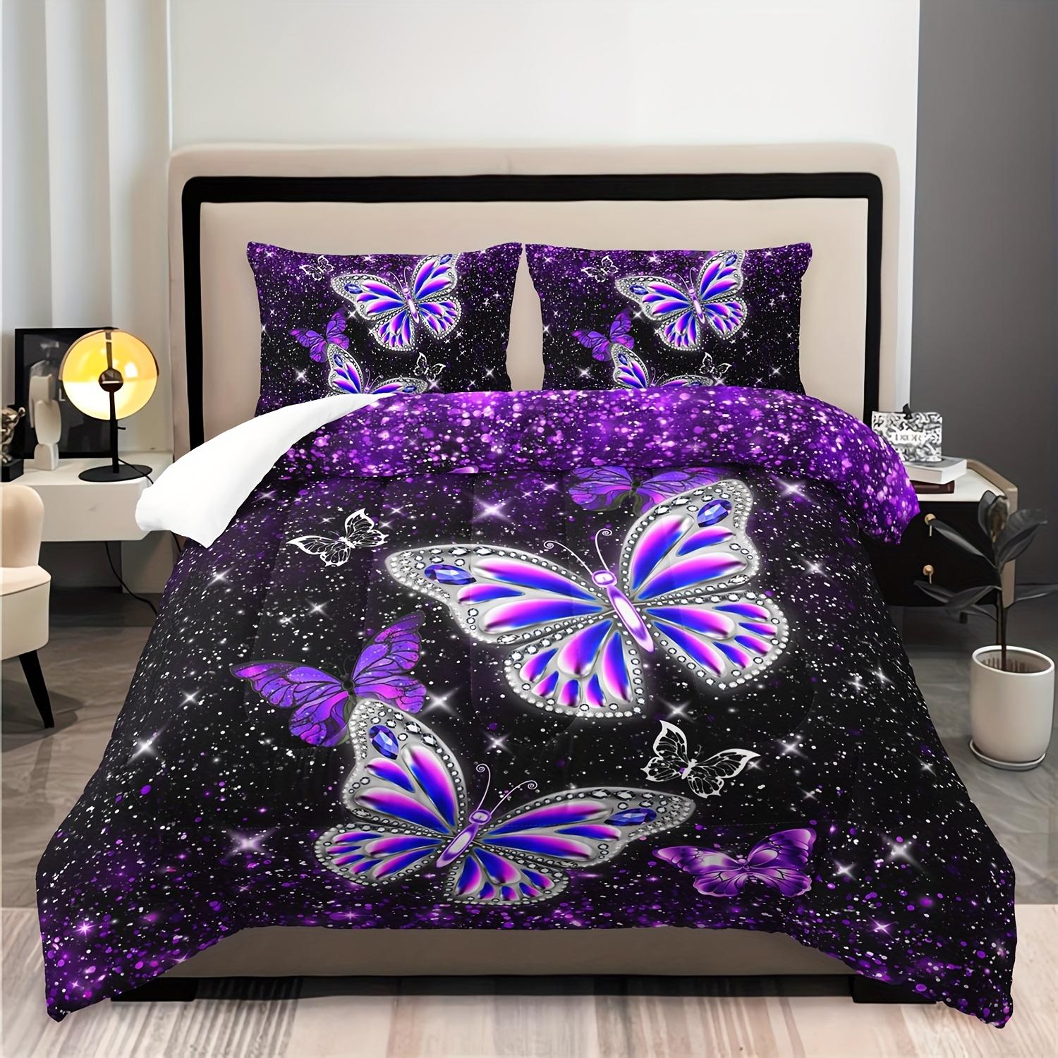 

Comforter Butterfly Comforter Set Colorful Butterflies Bedding Set Bedroom And Room Decor (1 Comforter And 2 S No Core) Comforter (quilt)-EU Single(135*200cm)3pcs