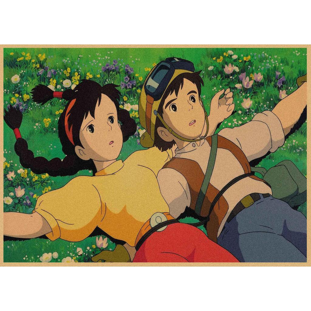 Poster da Parete in Carta Kraft Retrò: Laputa: Laputa: Castello nel cielo di Hayao Miyazaki